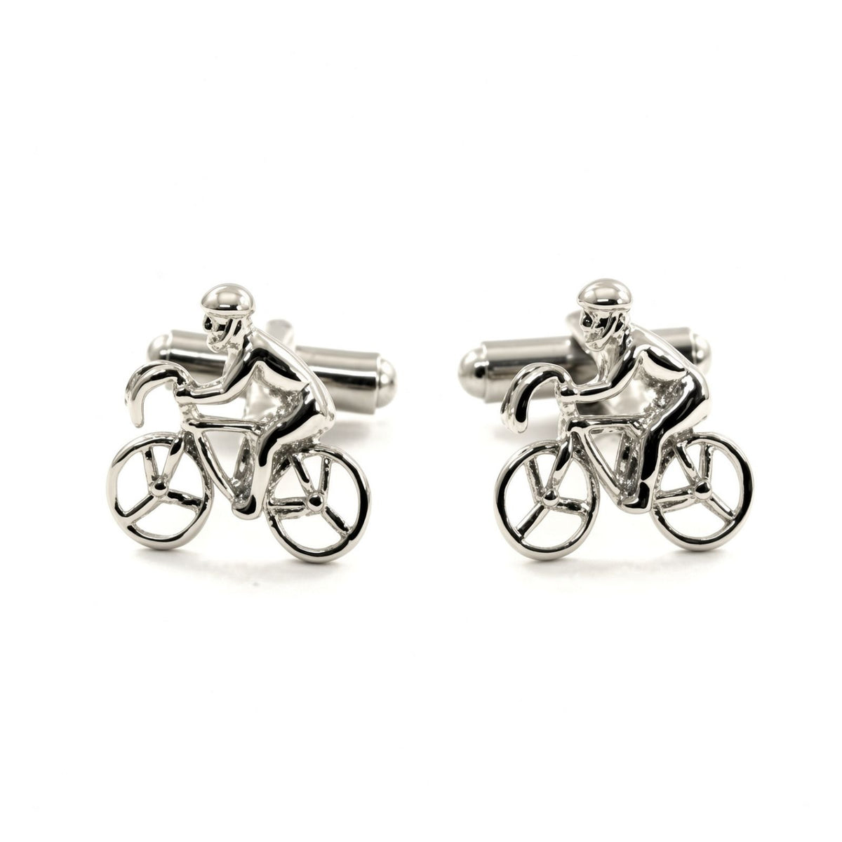 Bicycle with cyclist Cufflink