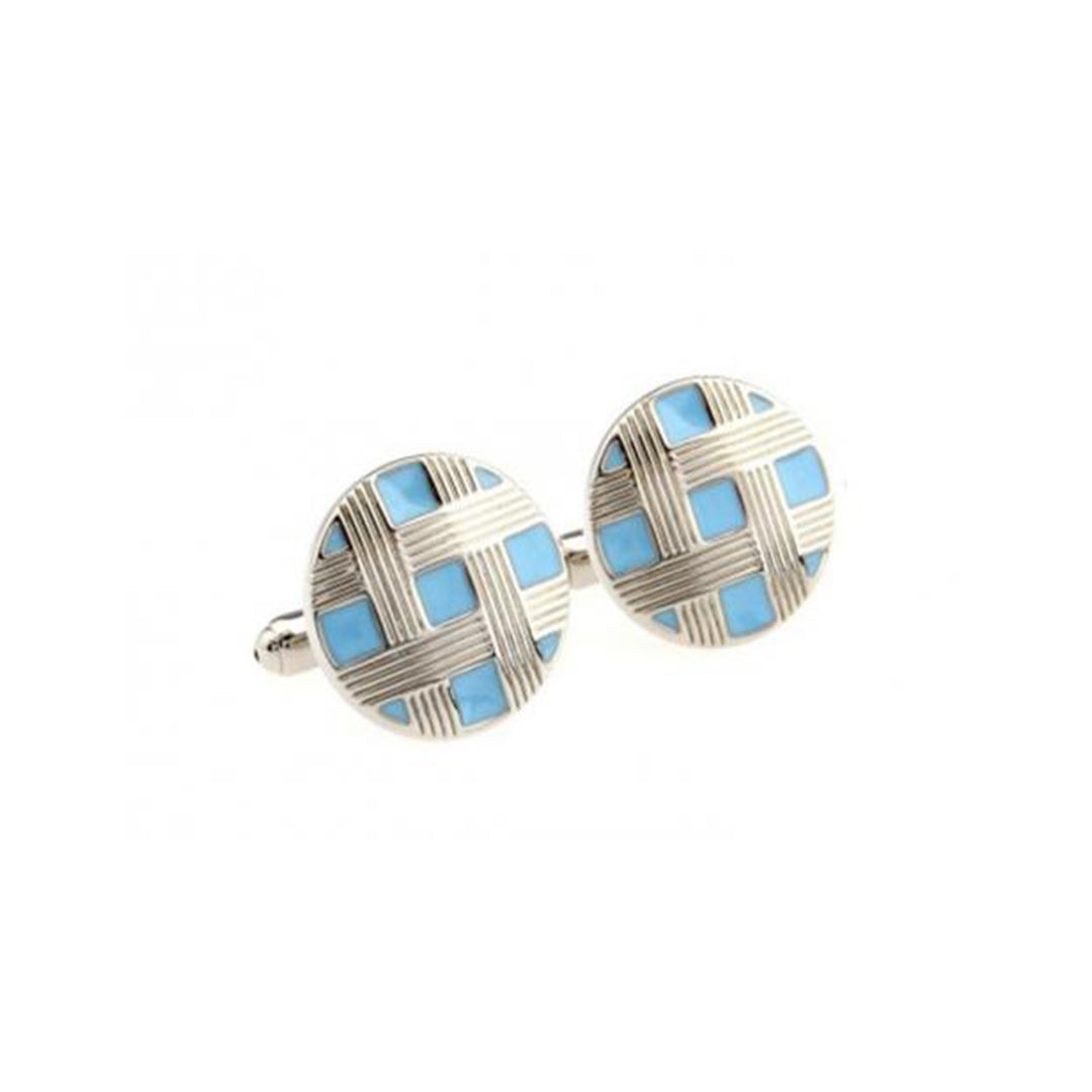 Blue Round Cross Cufflinks-Cody Jay