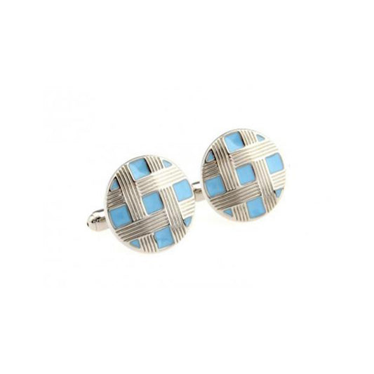 Blue Round Cross Cufflinks-Cody Jay