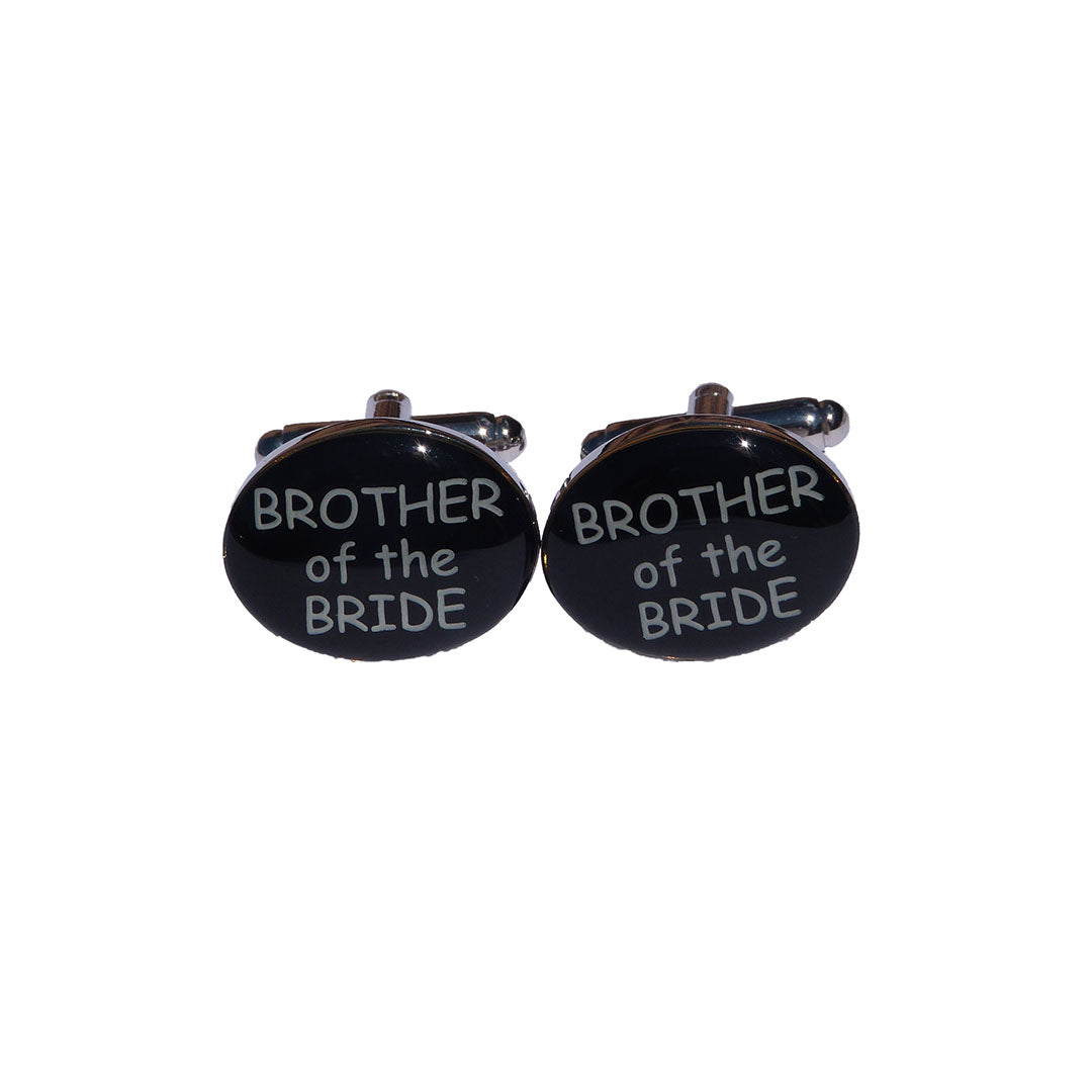 Brother of the Bride cufflinks black oval wedding design