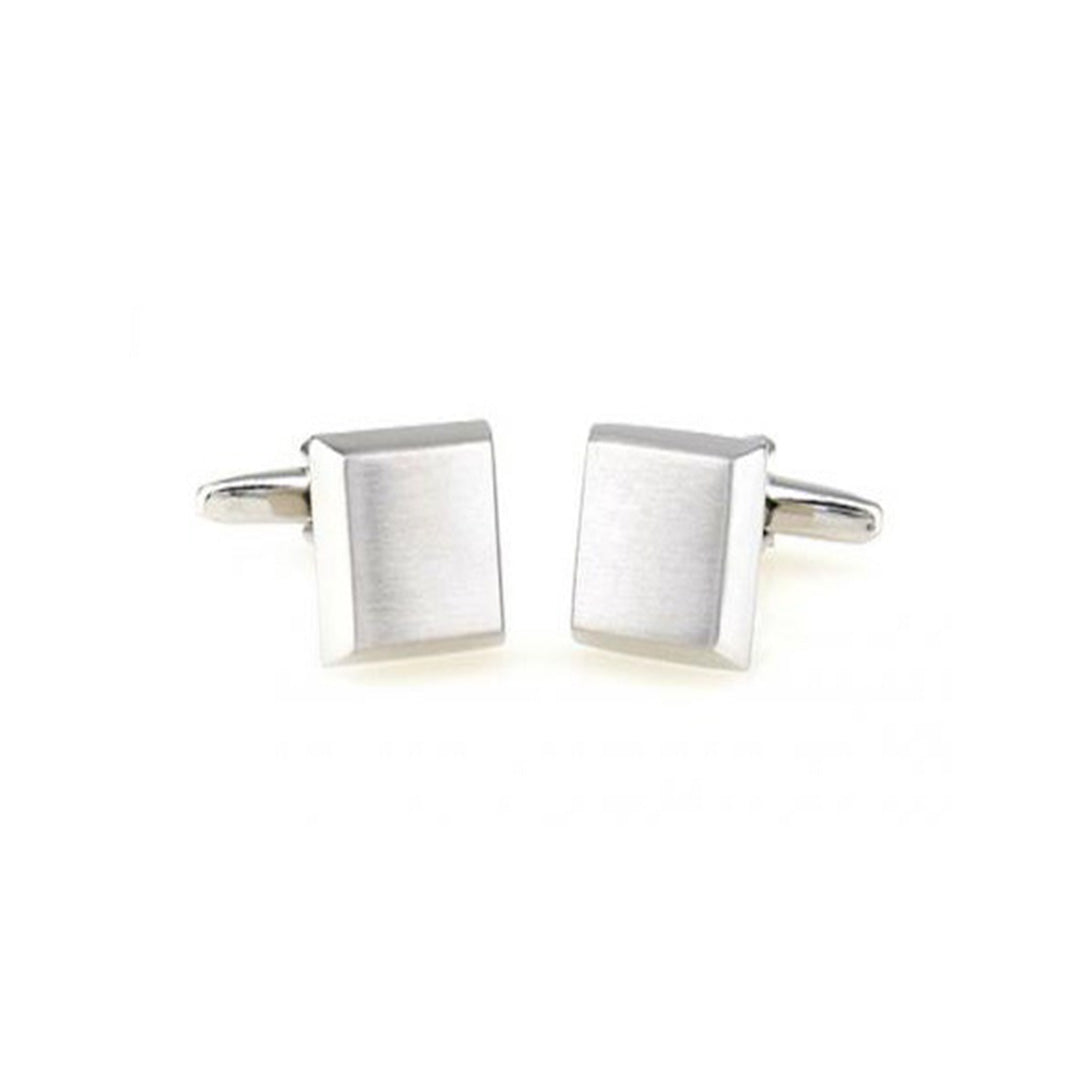 Brushed square cufflinks with matte silver finish - classic gift for men and professionals