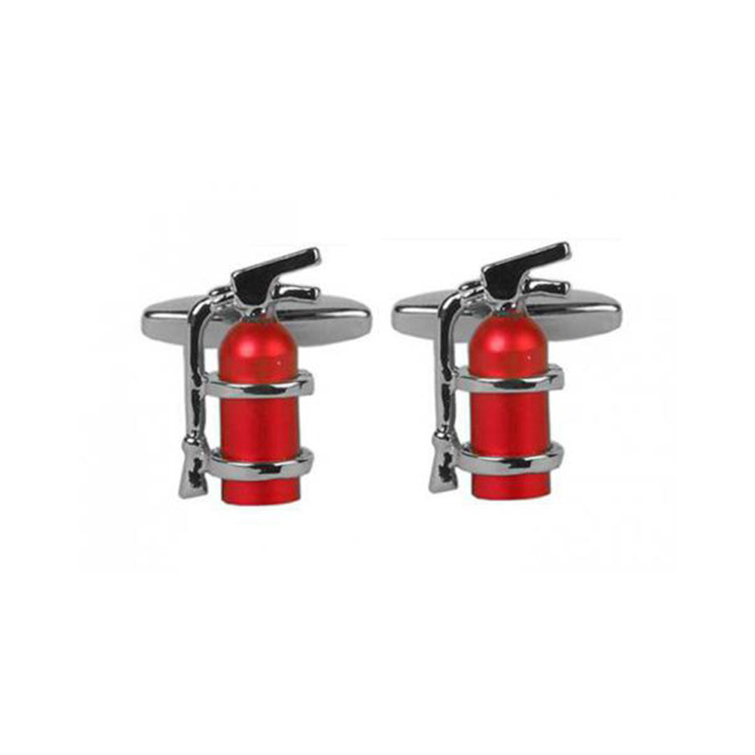 Fire Extinguisher Cufflinks in silver and red, firefighter gift cufflinks