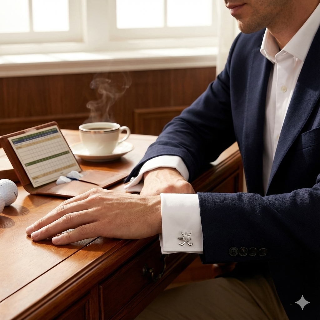Golf Cufflinks NZ — Silver Golf Club & Ball Cufflinks
