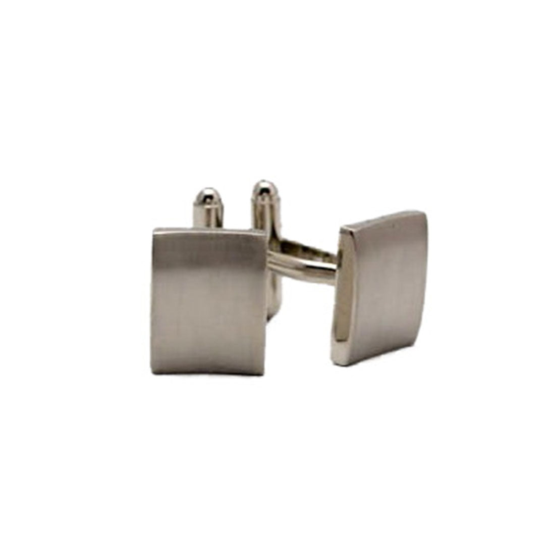 Brushed Silver Rectangle Cufflinks-Cody Jay