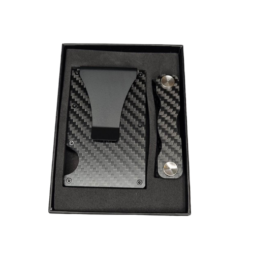 Carbon fibre RFID Credit Card Wallet & Smartkey in black gift box-Cody Jay
