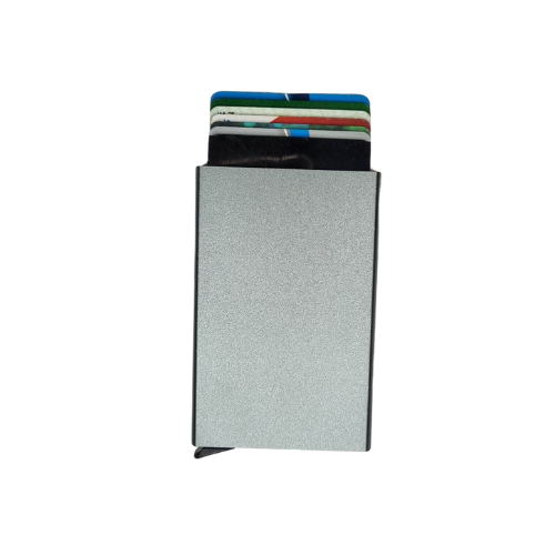Silver RFID Aluminium Popup Wallet with credit cards