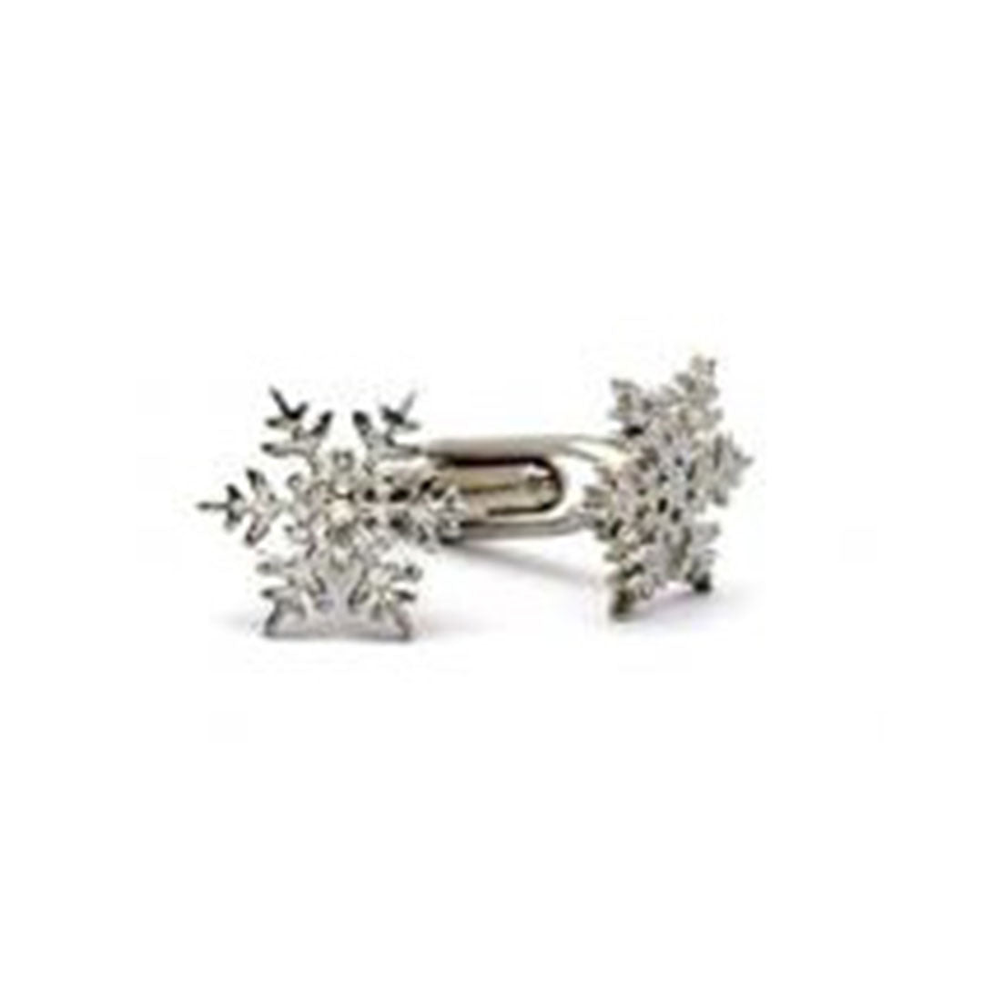 Snowflake cufflinks in polished silver tone