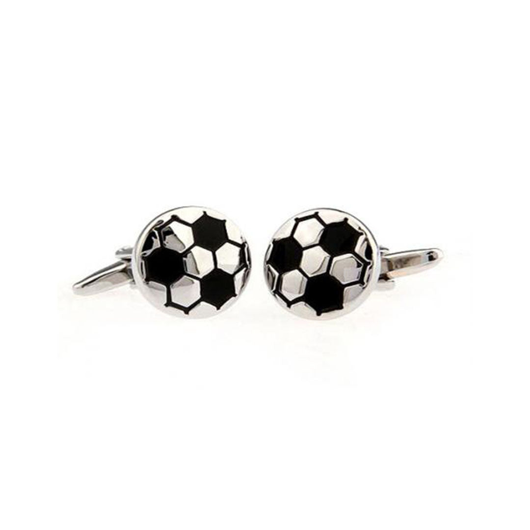 Silver soccer ball cufflinks for football fans