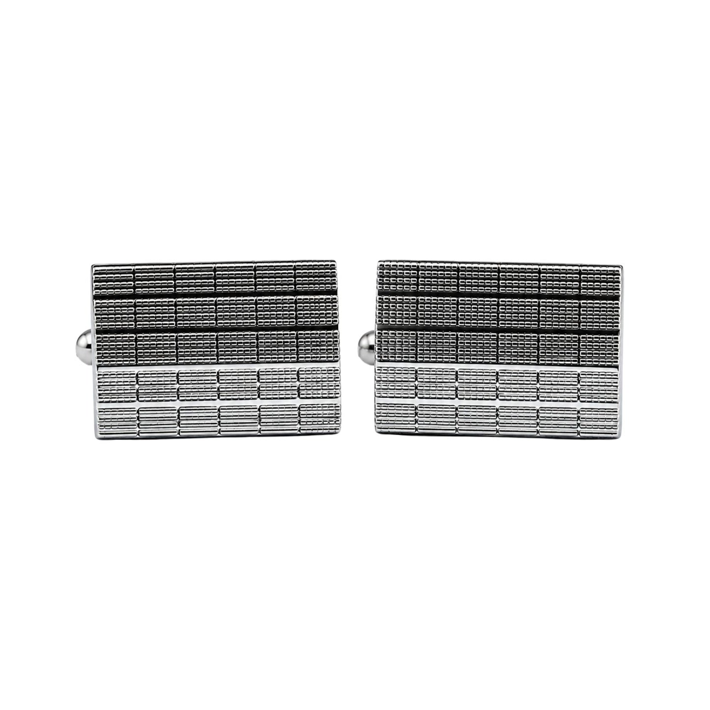 Textured Silver Rectangle Cufflinks - Refined Gift for Men NZ