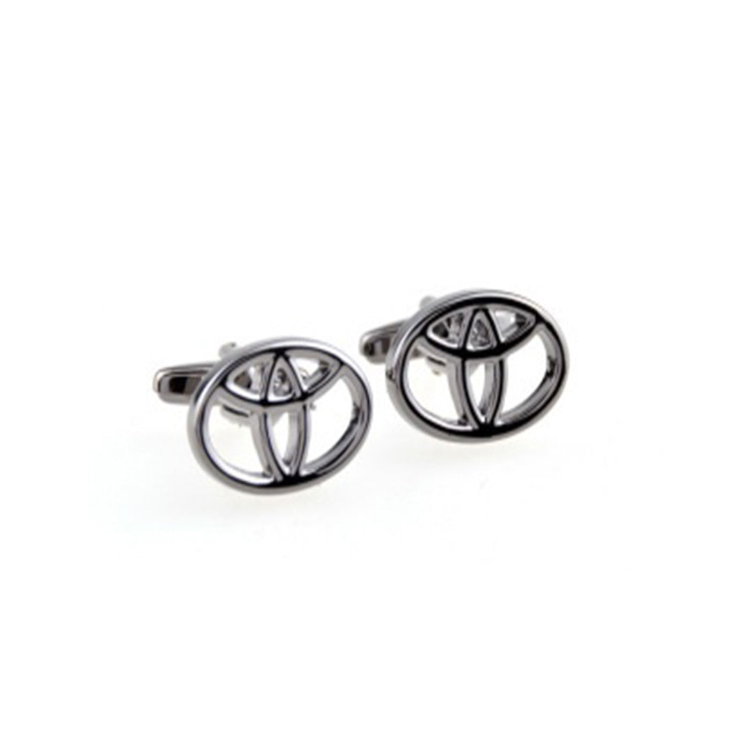 Gunmetal Toyota cufflinks with iconic emblem - premium gift for Toyota owners and car enthusiasts