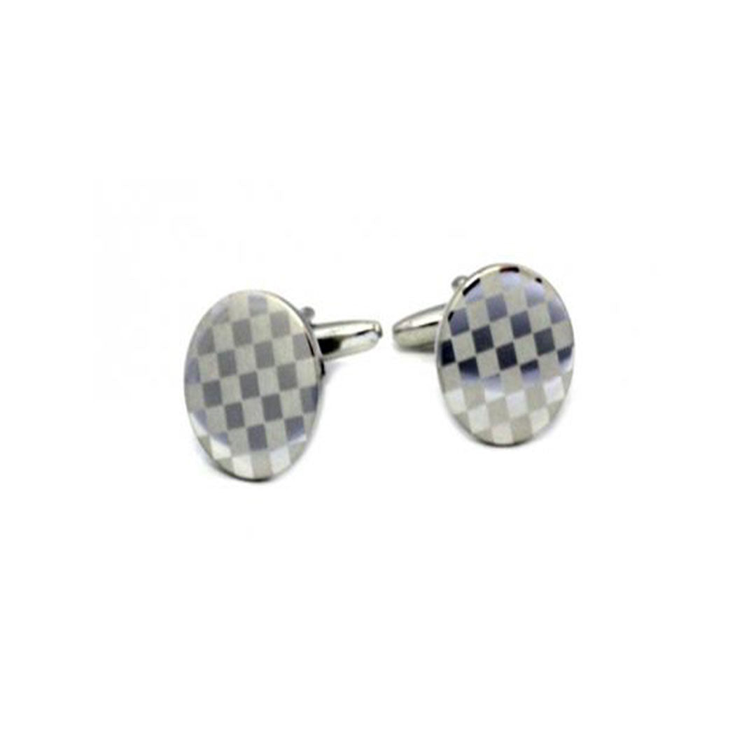 Mini round two tone checker cufflinks