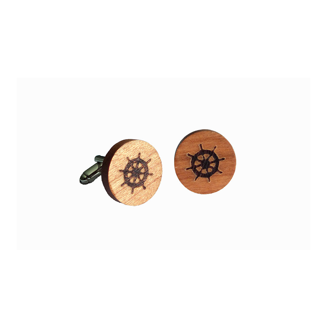 Wood Ships wheel Cufflinks-Cody Jay
