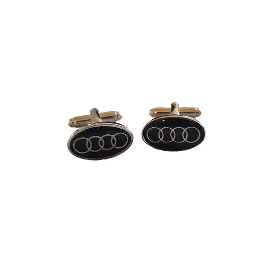 Audi oval cufflinks with four-ring logo - premium gift for Audi owners and car enthusiasts