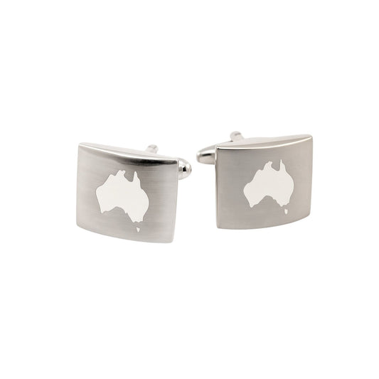 Australia Map Silver Cufflinks