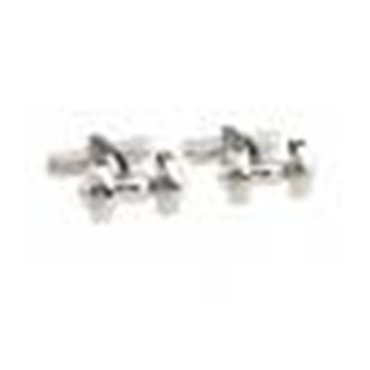 polished chrome barbell cufflinks for fitness and gym lovers