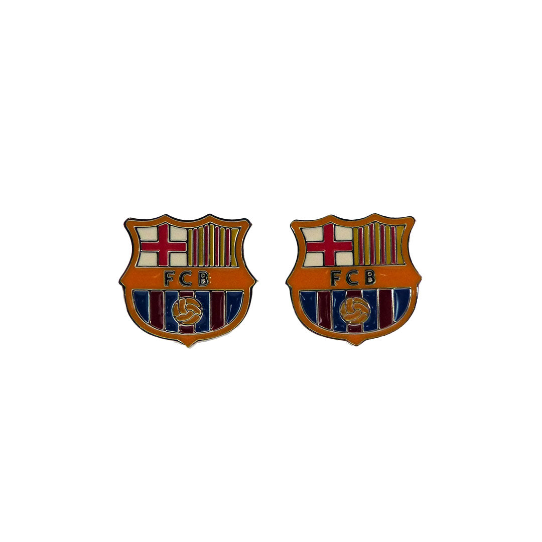 Barcelona football crest style cufflinks in coloured enamel and polished metal