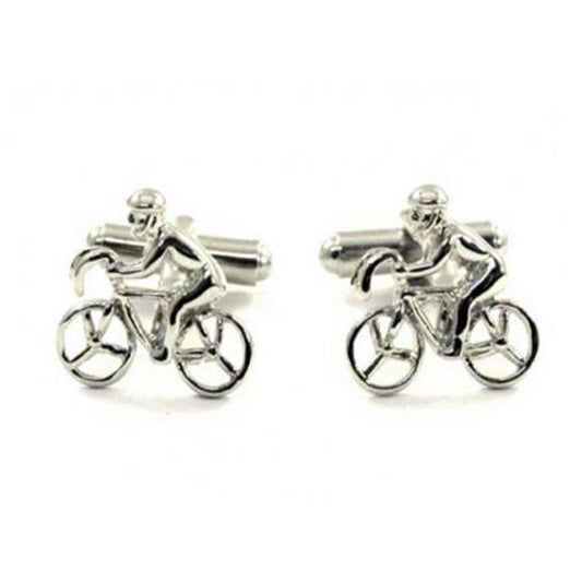 Bicycle with cyclist Cufflink