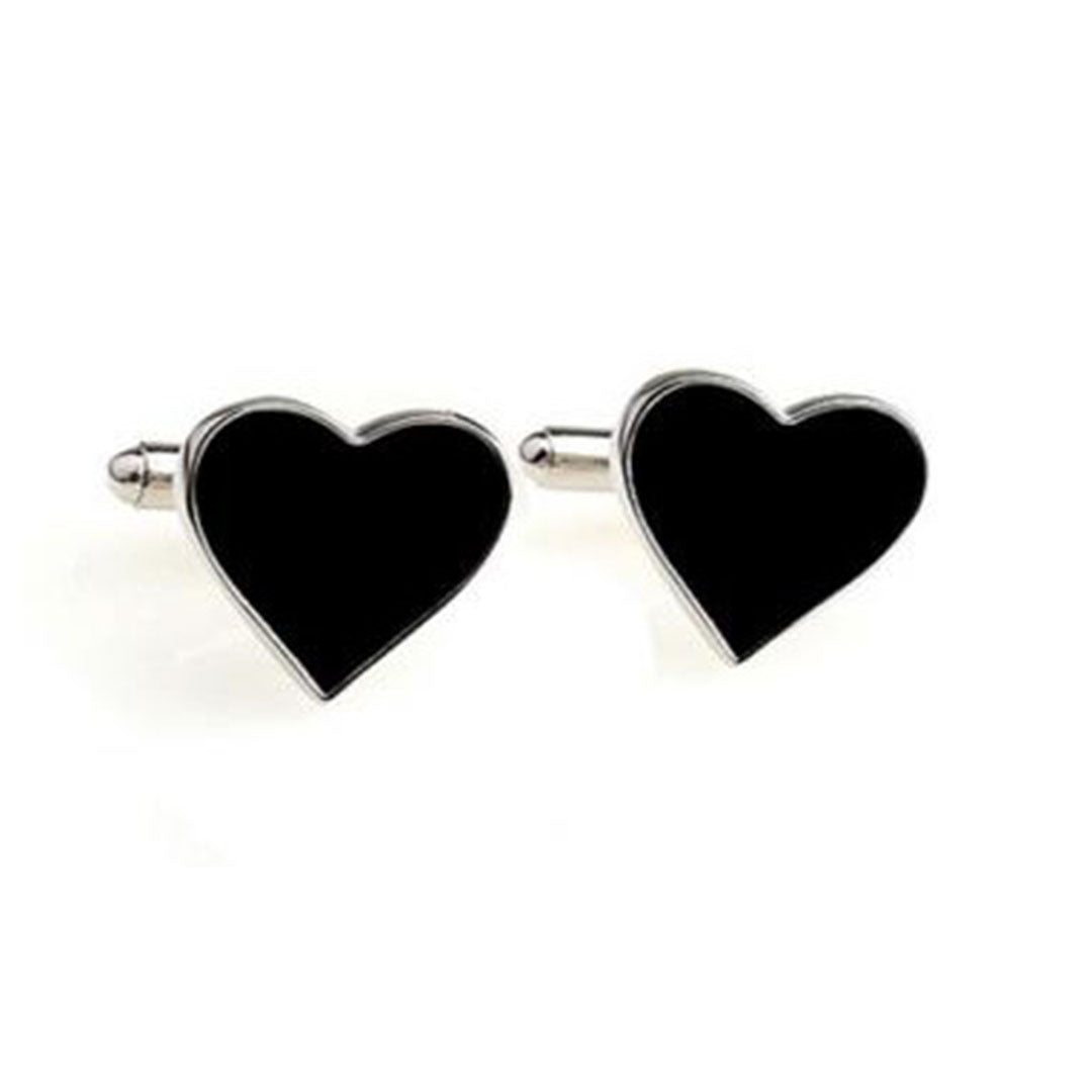 black heart romantic mens cufflinks with enamel finish