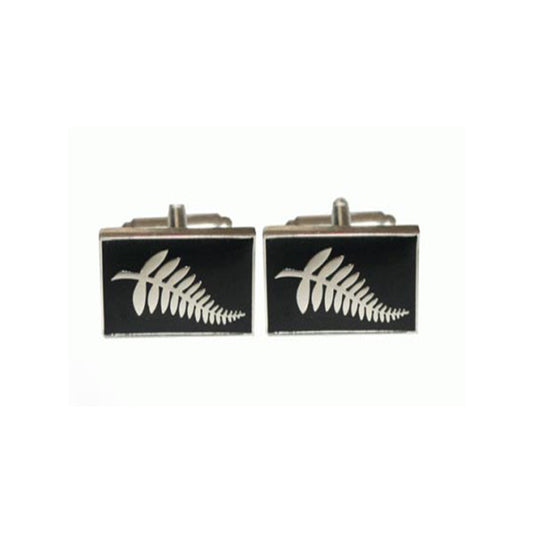 Custom-made black and silver fern cufflinks - exclusive New Zealand Kiwi pride gift for men
