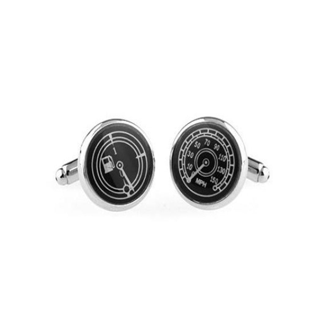 Speedometer and fuel gauge cufflinks for men - automotive themed formal accessories for car lovers