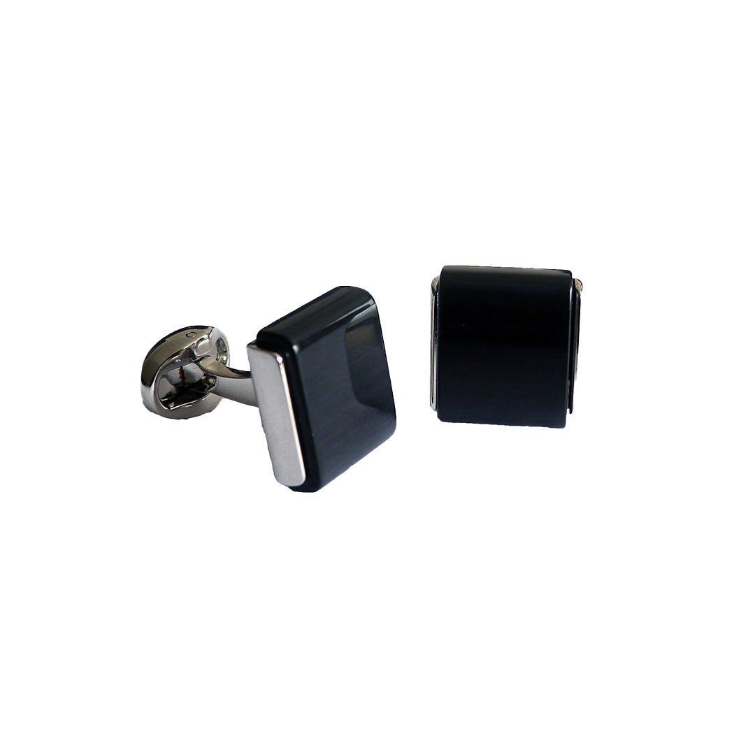 Add refined sparkle with these elegant black stone cufflinks set in gleaming silver.