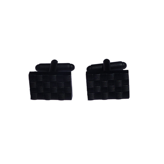 Black matte weave cufflinks with textured square design