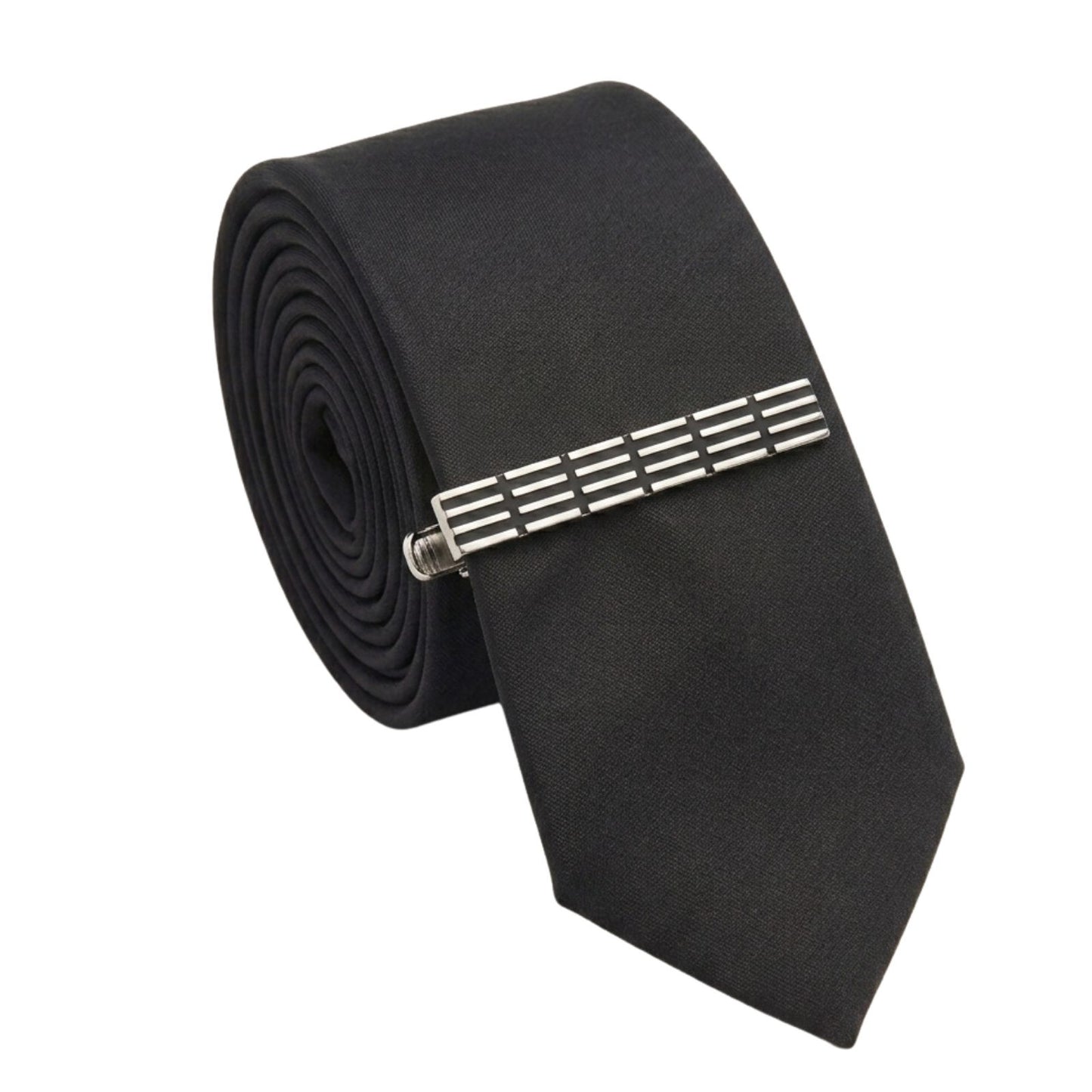 Silver Tie Clip with Black Lines