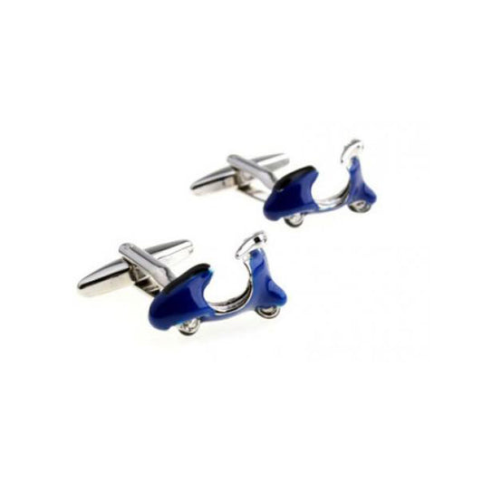 Men’s blue scooter cufflinks with enamel detailing
