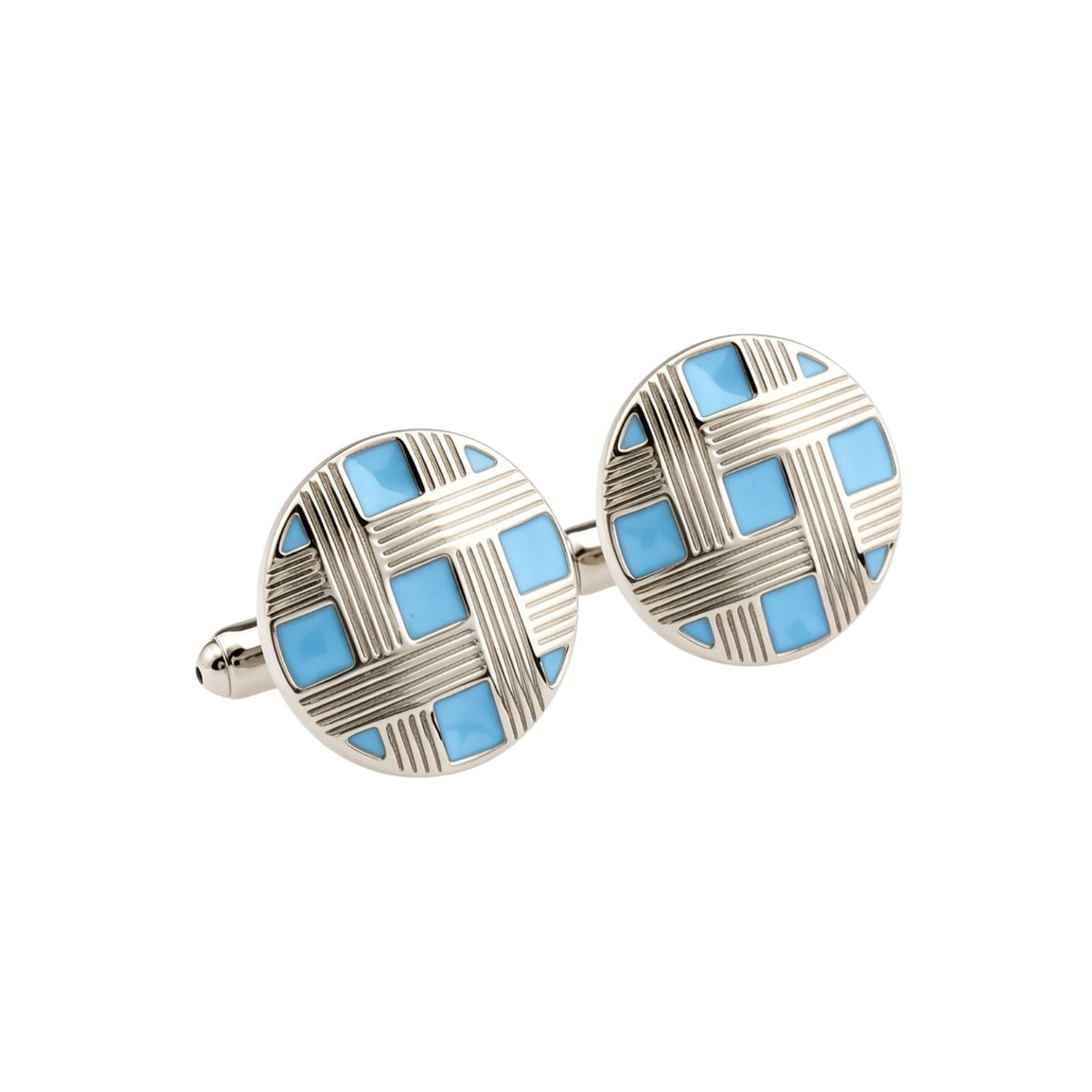 Blue Round Cross Cufflinks