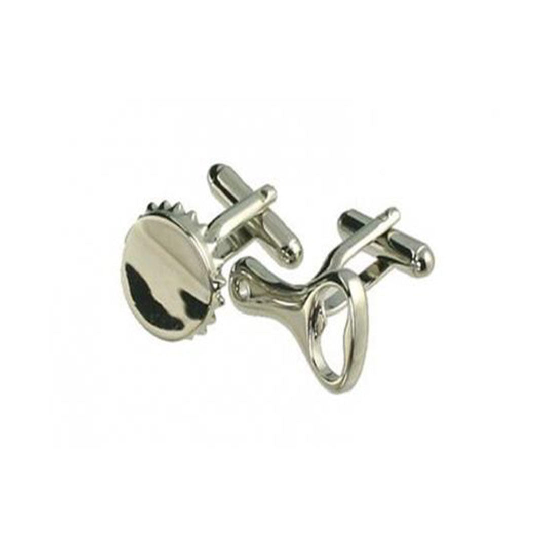 Silver bottle top and opener cufflinks