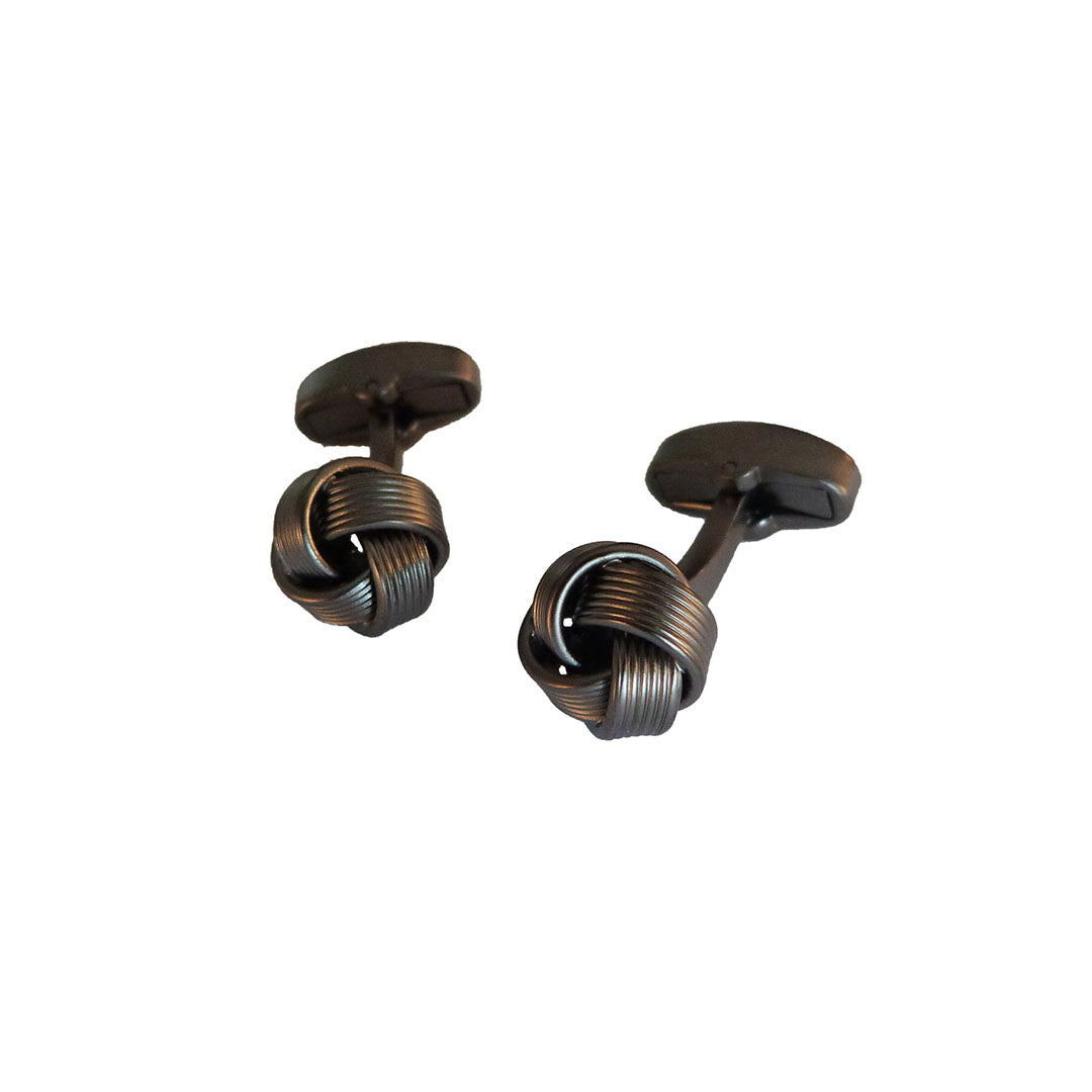 Bronze ribbed knot cufflinks with textured knot design