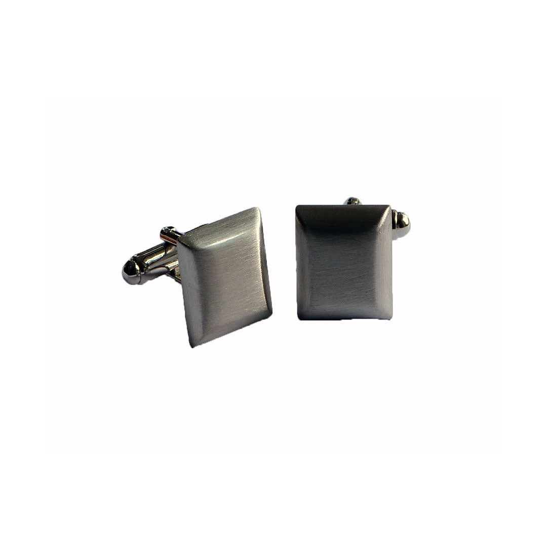 Solid edge square silver cufflinks with thick brushed metal design