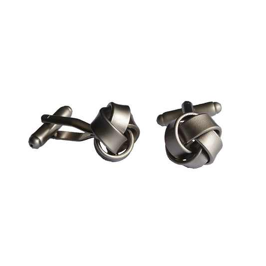 Brushed silver knot cufflinks in matte silver finish