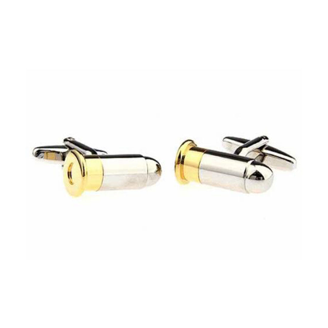 Two tone gold and silver bullet cufflinks