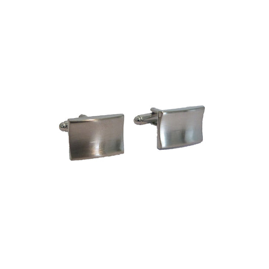 Silver concave cufflinks with elegant curved design - classic gift for men and groomsmen