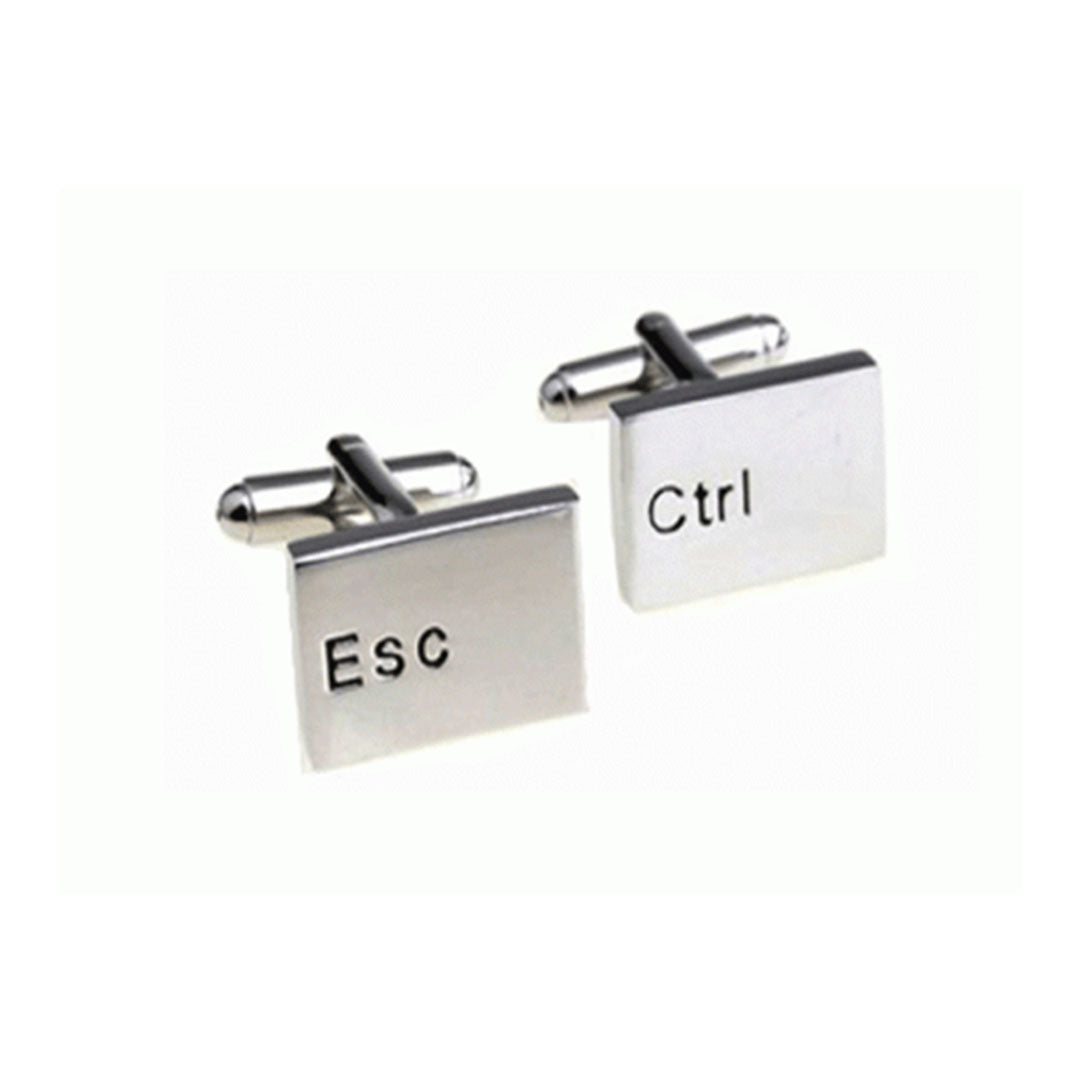 Control and Escape keyboard cufflinks with a polished finish. A clever and modern gift for tech lovers and creatives.