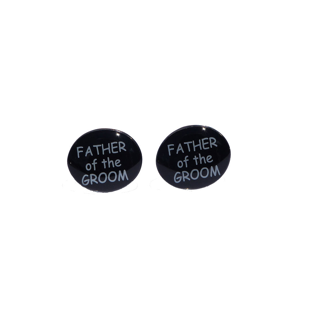 Black oval Father of the Groom cufflinks with resin finish