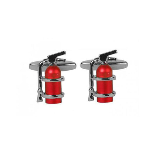 Fire Extinguisher Cufflinks in silver and red, firefighter gift cufflinks