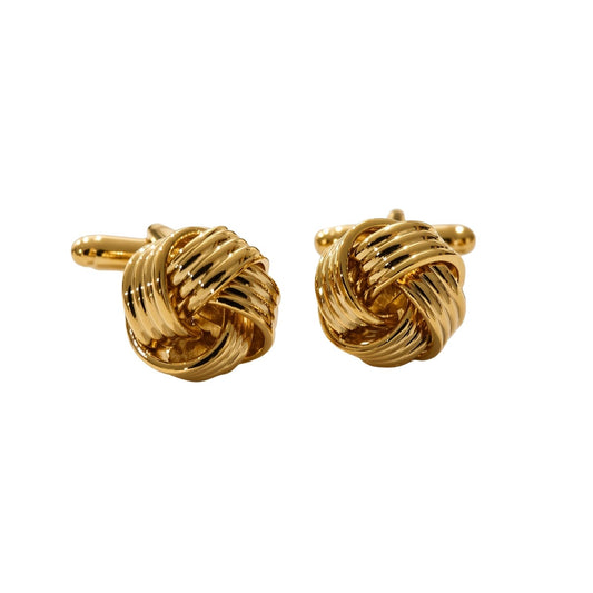 Gold Ribbed Knot Cufflinks