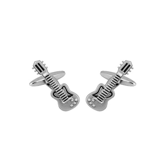 Guitar Cufflinks with detailed silver guitar shape