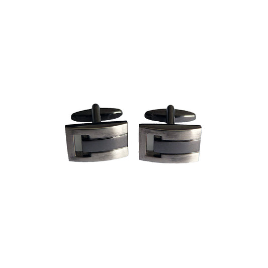 Gunmetal inlay cufflinks with dark contrast design - modern masculine gift for men