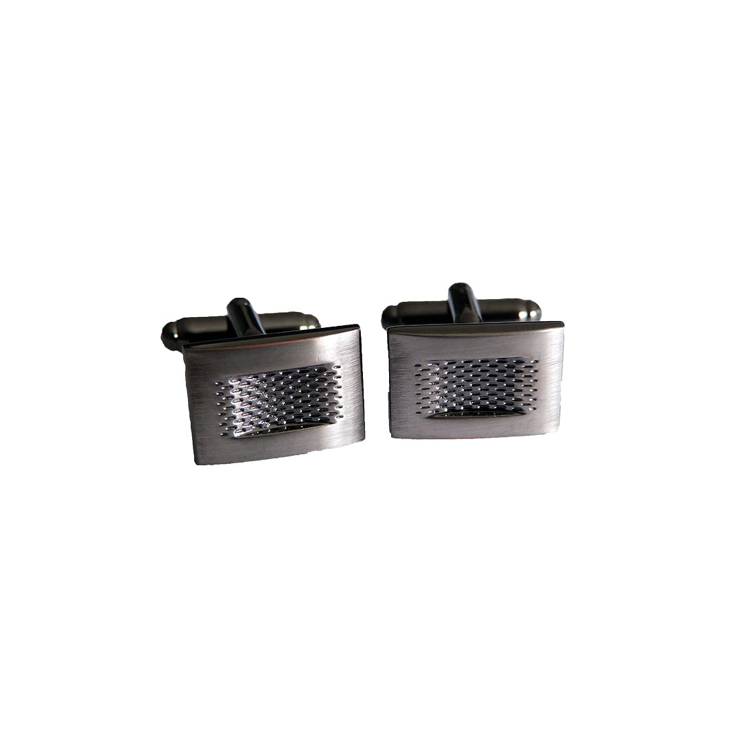 Gunmetal mesh cufflinks with textured pattern - industrial chic gift for modern men