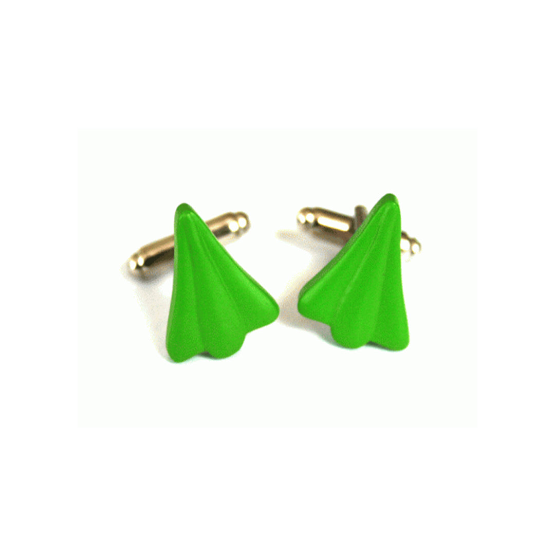 Lime green jetplane cufflinks inspired by the iconic jet plane lolly