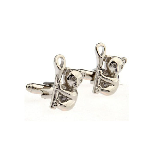 Polished silver koala cufflinks with Australian animal design