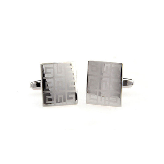 Laser grid cufflinks with geometric pattern - modern silver gift for professionals and designers