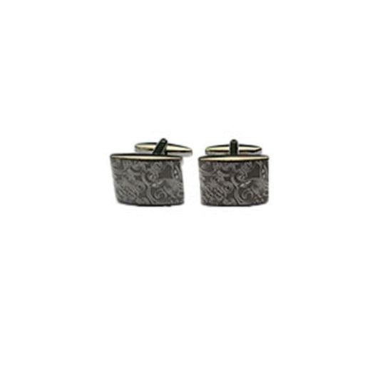 Laser Pattern Cufflinks with silver polished finish and etched detailing
