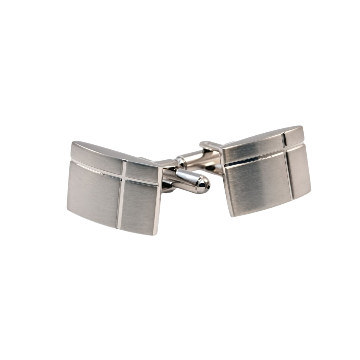 Matt Silver Cross Cufflinks