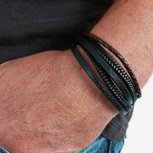 Men’s Multi-Strap Leather Bracelet