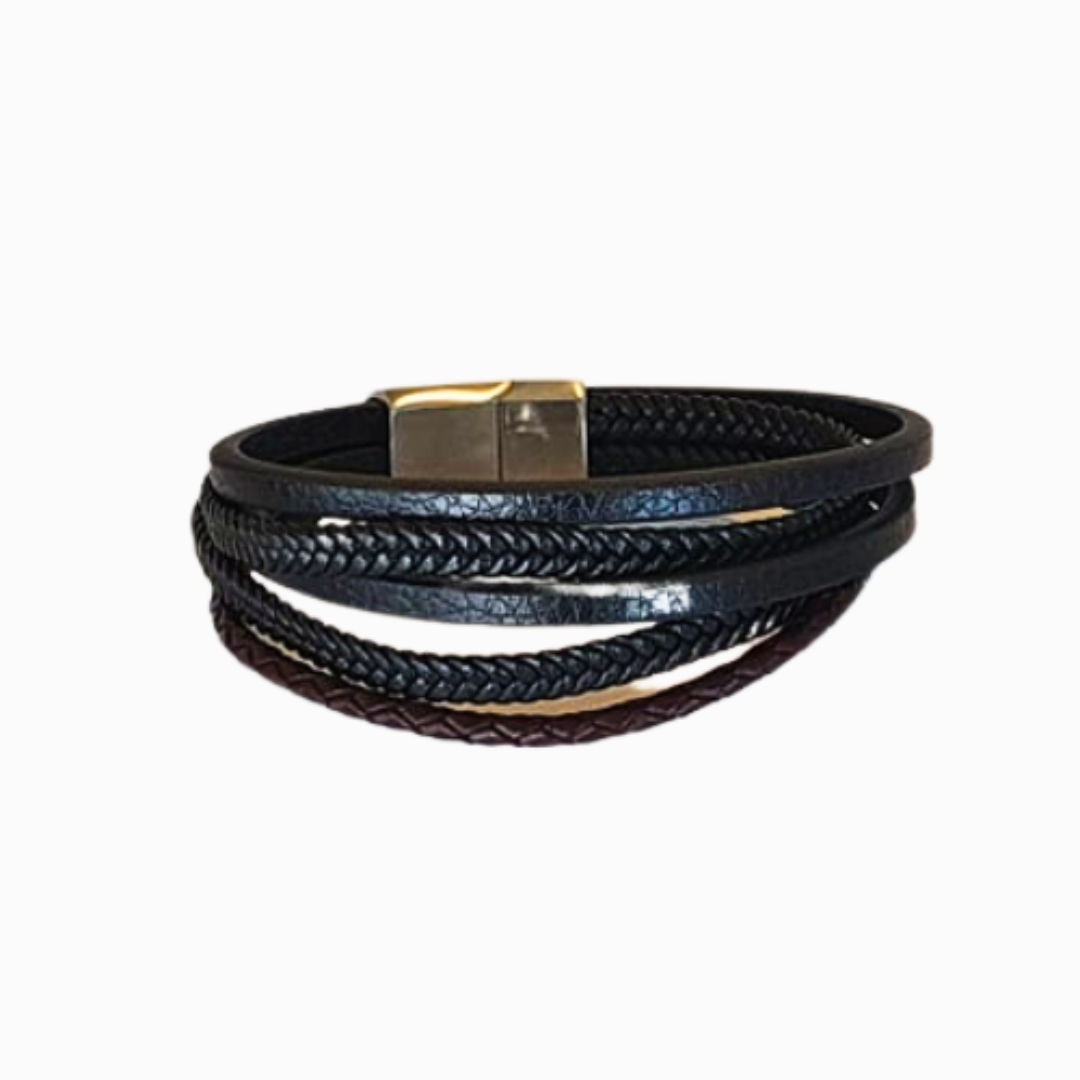 Men’s Multi-Strap Leather Bracelet flatlay-Cody Jay