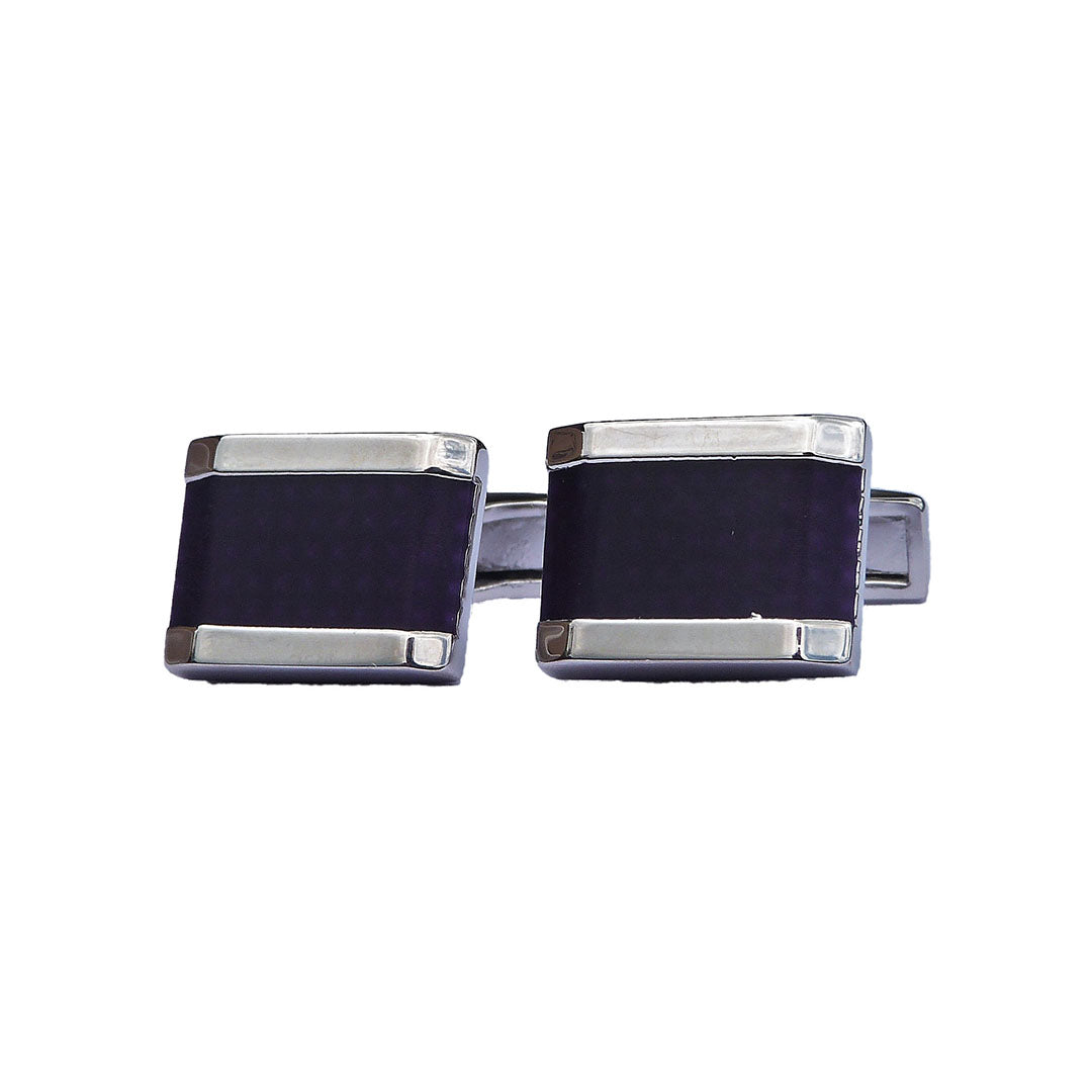 Purple bold centre cufflinks with silver edging